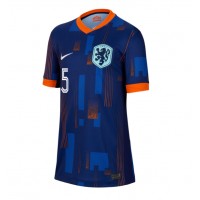 Camiseta Países Bajos Nathan Ake #5 Segunda Equipación Replica Eurocopa 2024 para mujer mangas cortas